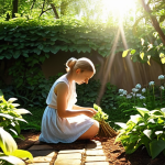 **

Prompt: A serene garden scene, sunlight dappling through leaves, someone tending to plants with care, representing self-compassion and emotional healing. Focus on the metaphor of weeding negative thoughts and nurturing self-awareness. Soft, warm lighting, realistic style. Keywords: forgiveness, healing, self-care, garden, Poland (optional location tag).

**